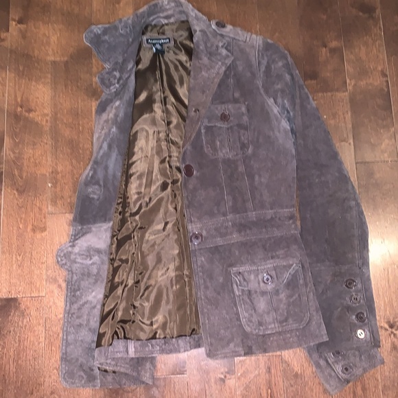 90s brown suede/leather atmosphere jacket. - Picture 7 of 7